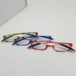 3 Pack Reading Glasses Stylish Readers Red Blue Yellow Tortoise +2.50 TR258 C6